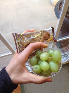 A snack that I will always enjoy. A quest bar and some fruit. So easy, so fast, and SO FILLING.